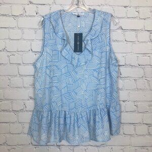NWT Michelle McDowell Britton Top Size XL Blue Rufflew